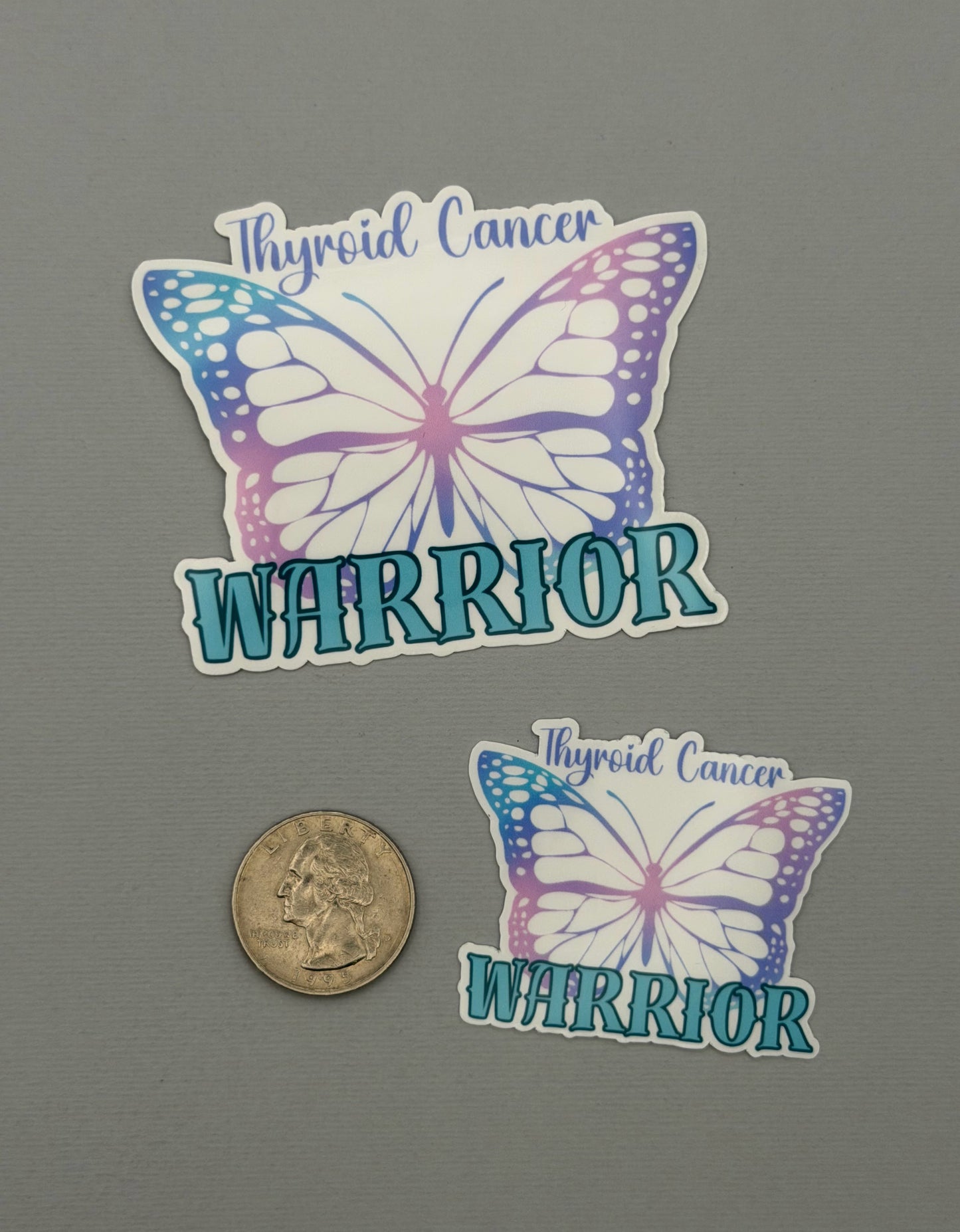 Thyroid Cancer Warrior Butterfly Sticker or Magnet