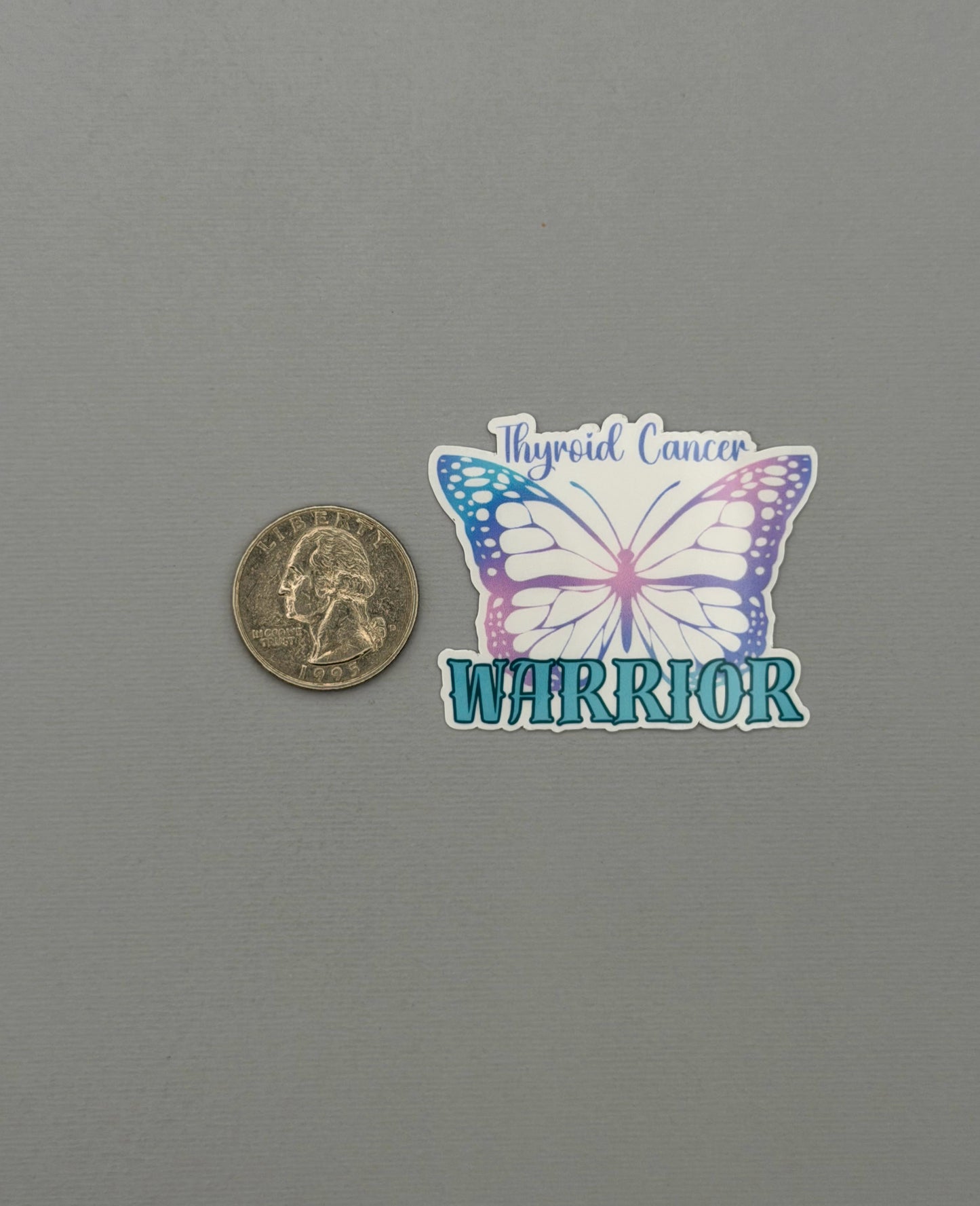 Thyroid Cancer Warrior Butterfly Sticker or Magnet