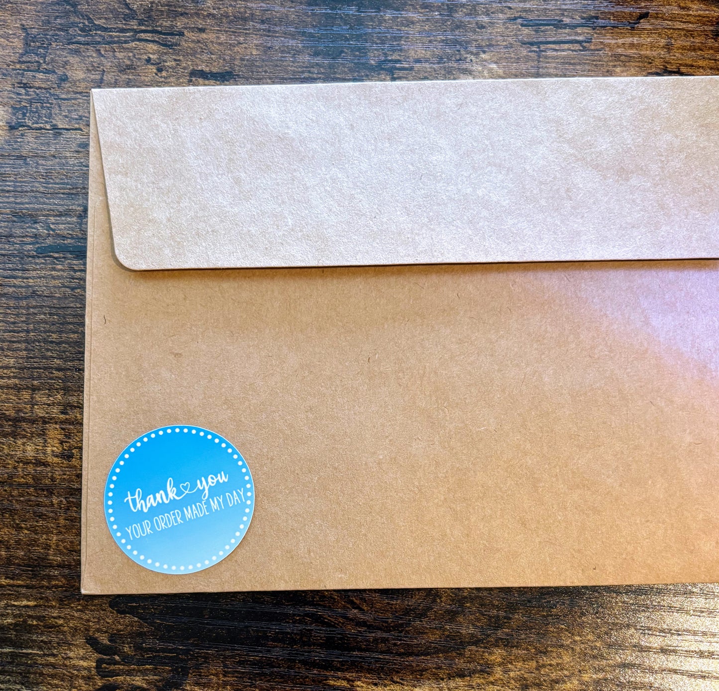 Thank you Your Order Made My Day Packaging Stickers - Blue Gradient