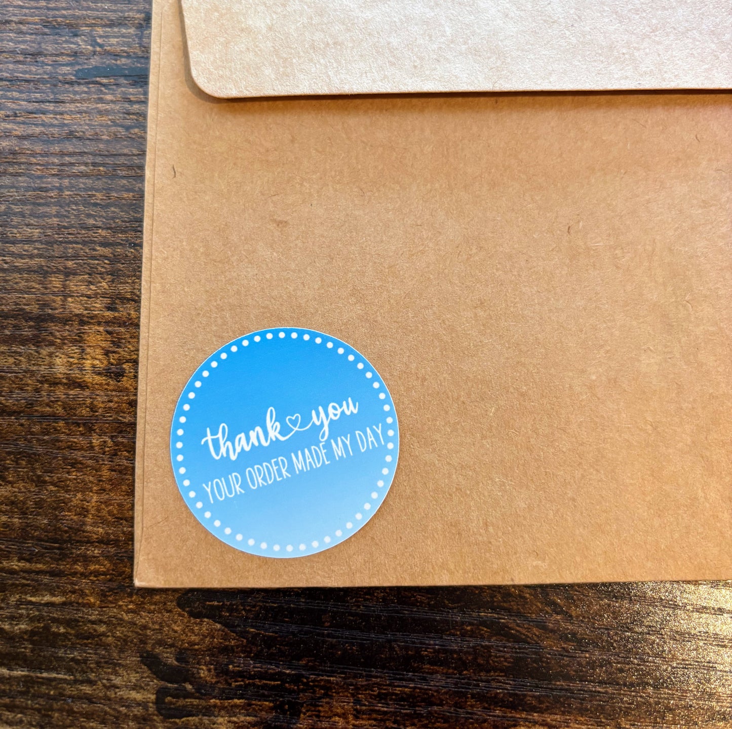 Thank you Your Order Made My Day Packaging Stickers - Blue Gradient