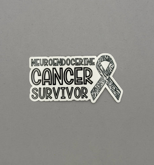 Neuroendocrine Cancer Survivor with Ribbon Sticker