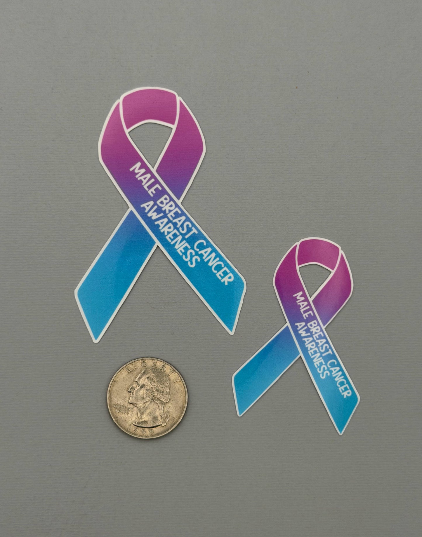 Male Breast Cancer Awareness Ribbon Sticker or Magnet