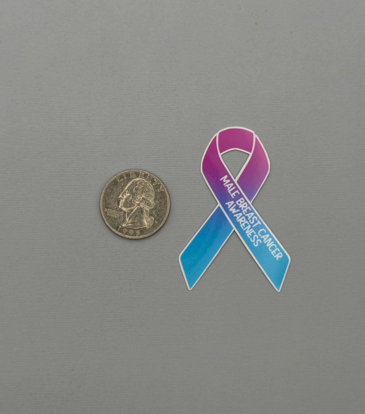Male Breast Cancer Awareness Ribbon Sticker or Magnet
