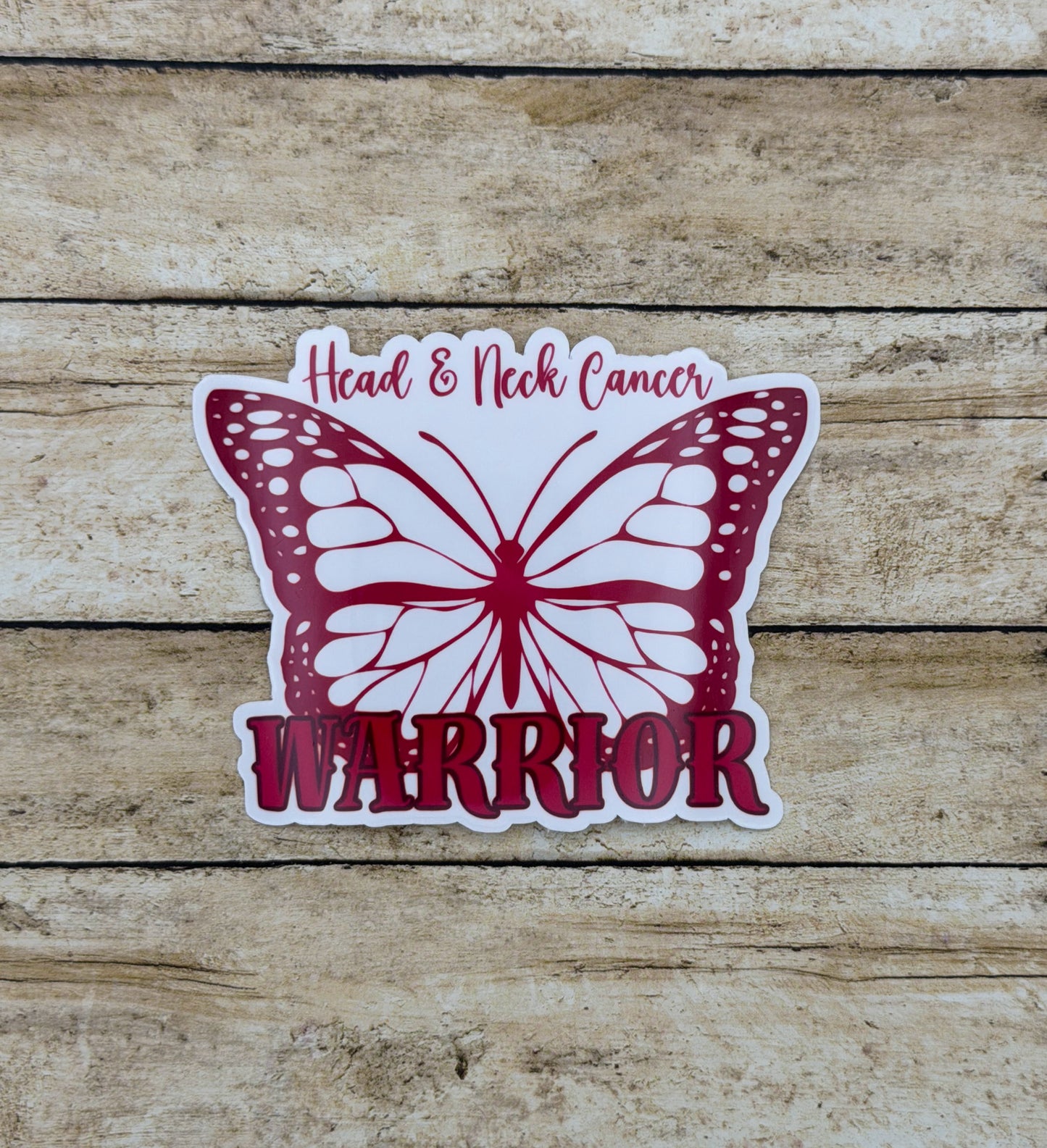 Head & Neck Cancer Warrior Butterfly Sticker