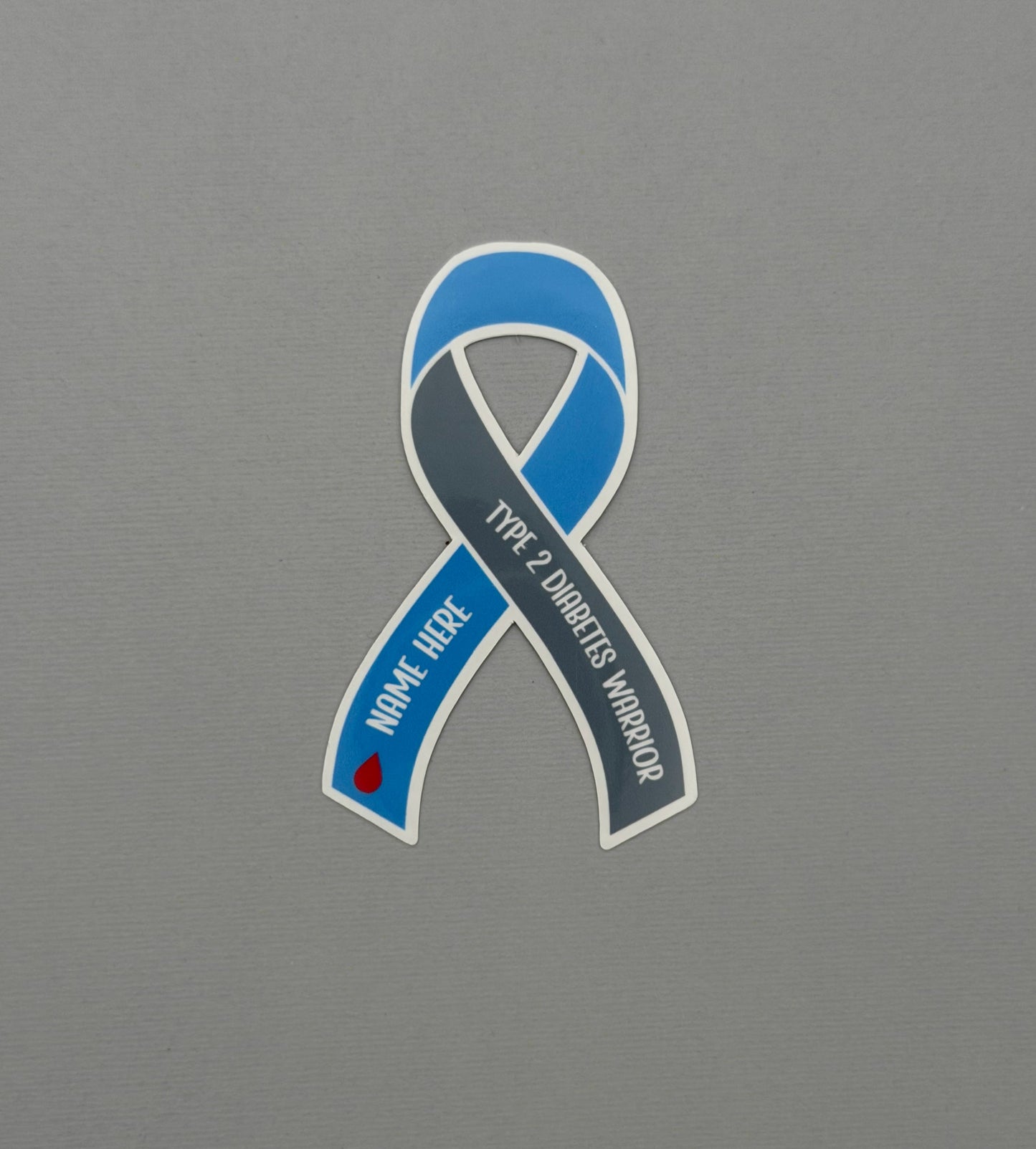 Type 2 Diabetes Warrior Custom Ribbon Sticker or Magnet