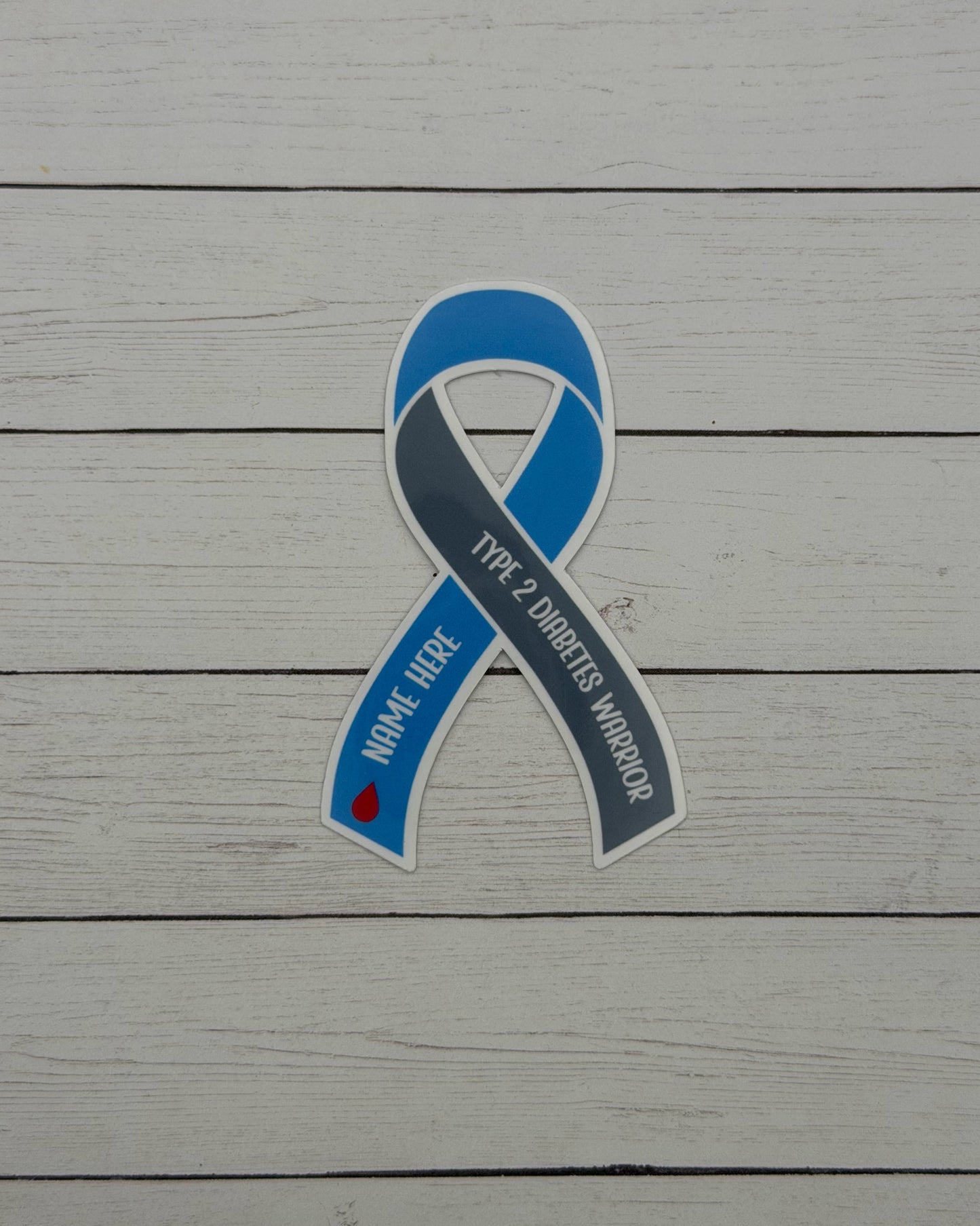 Type 2 Diabetes Warrior Custom Ribbon Sticker or Magnet