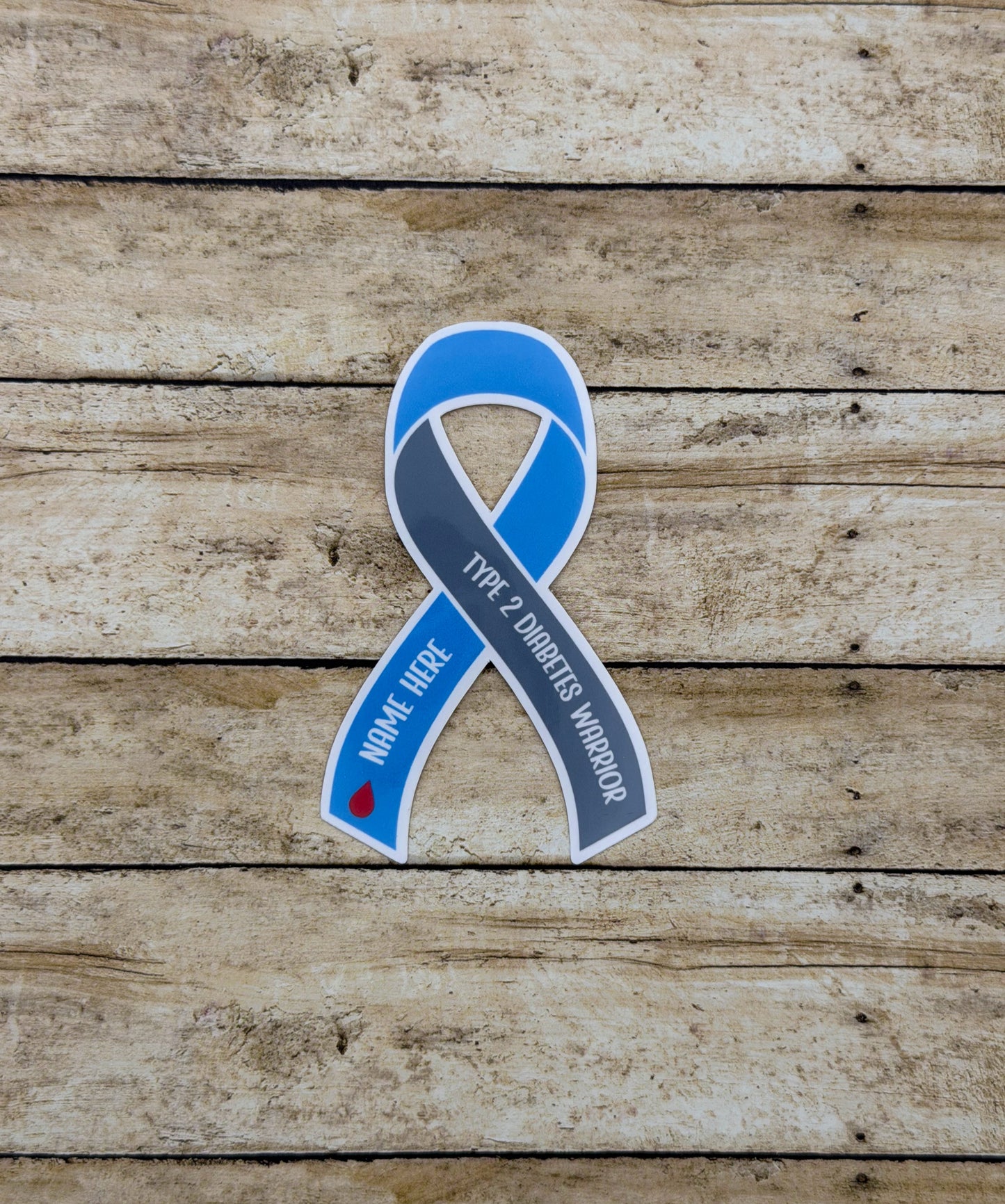 Type 2 Diabetes Warrior Custom Ribbon Sticker or Magnet