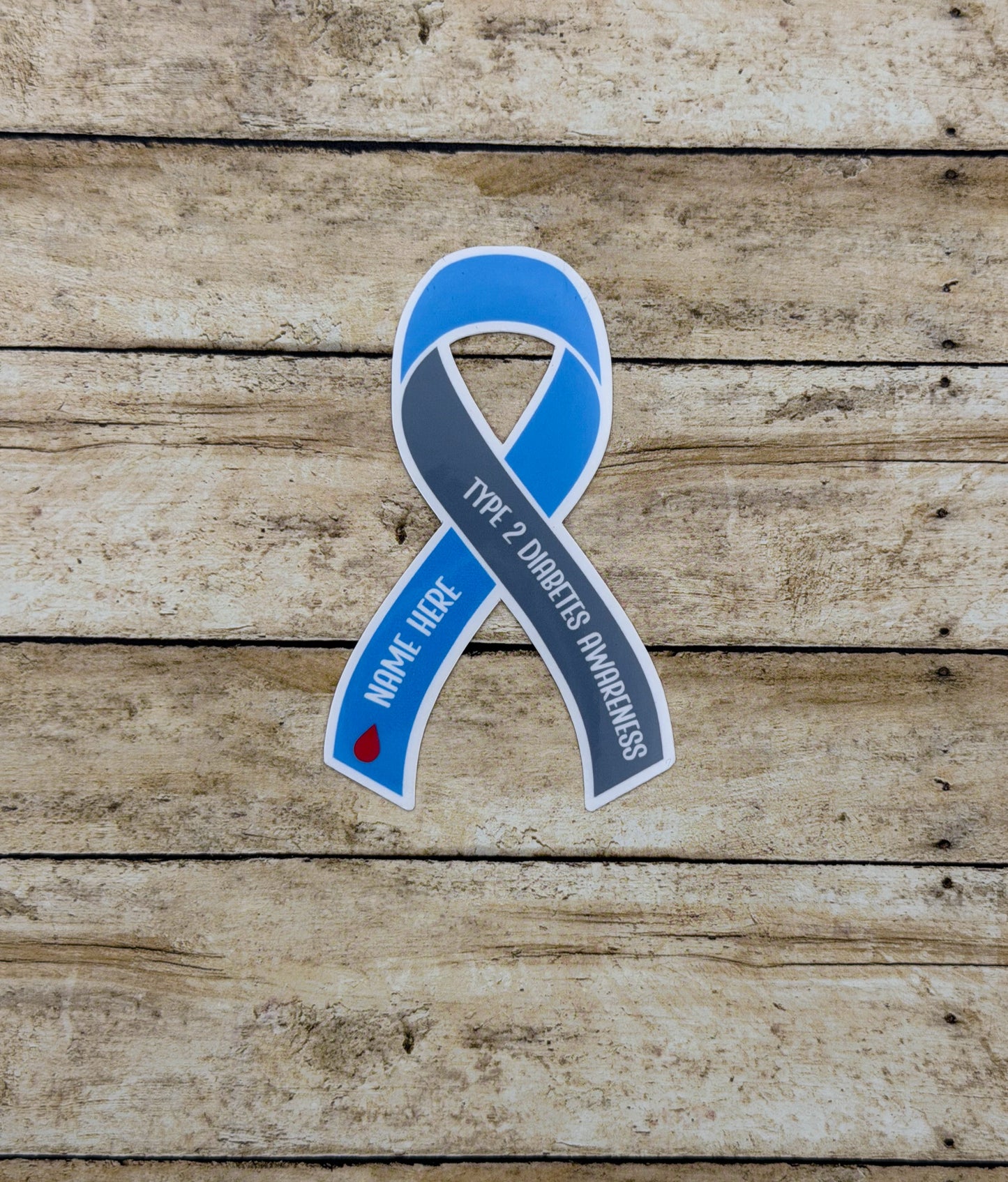 Type 2 Diabetes Awareness Custom Ribbon Sticker or Magnet