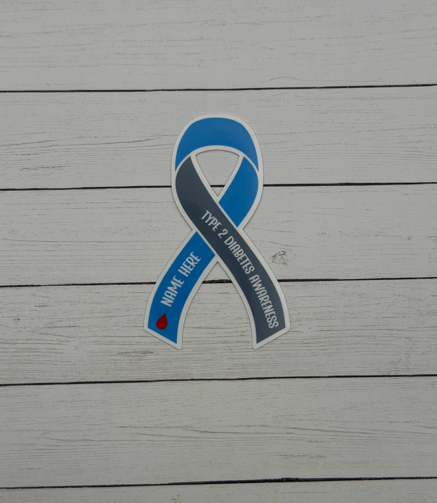 Type 2 Diabetes Awareness Custom Ribbon Sticker or Magnet
