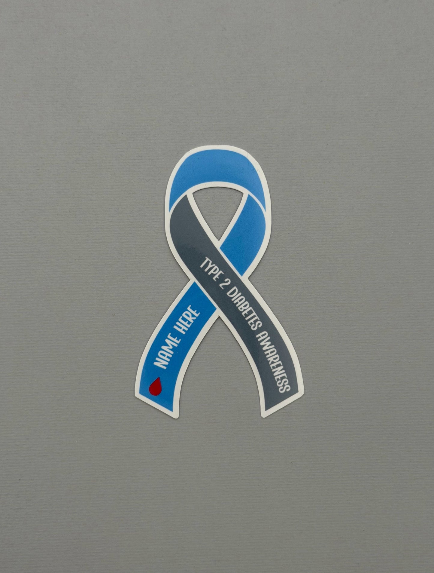 Type 2 Diabetes Awareness Custom Ribbon Sticker or Magnet
