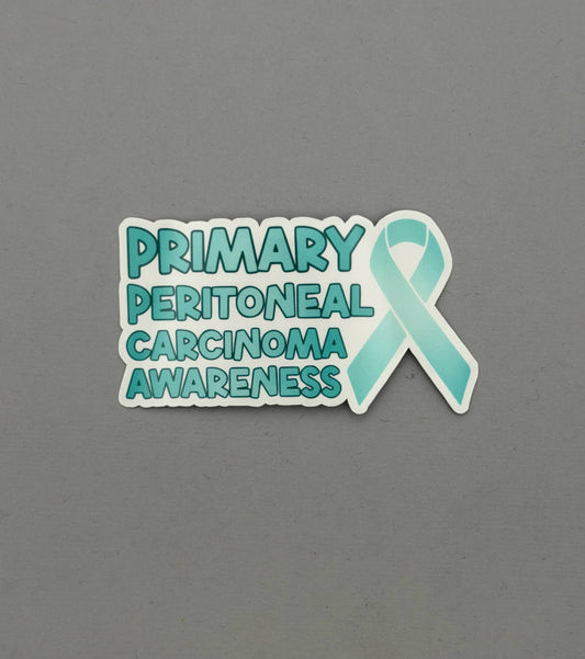 Primary Peritoneal Carcinoma Awareness with Ribbon Sticker