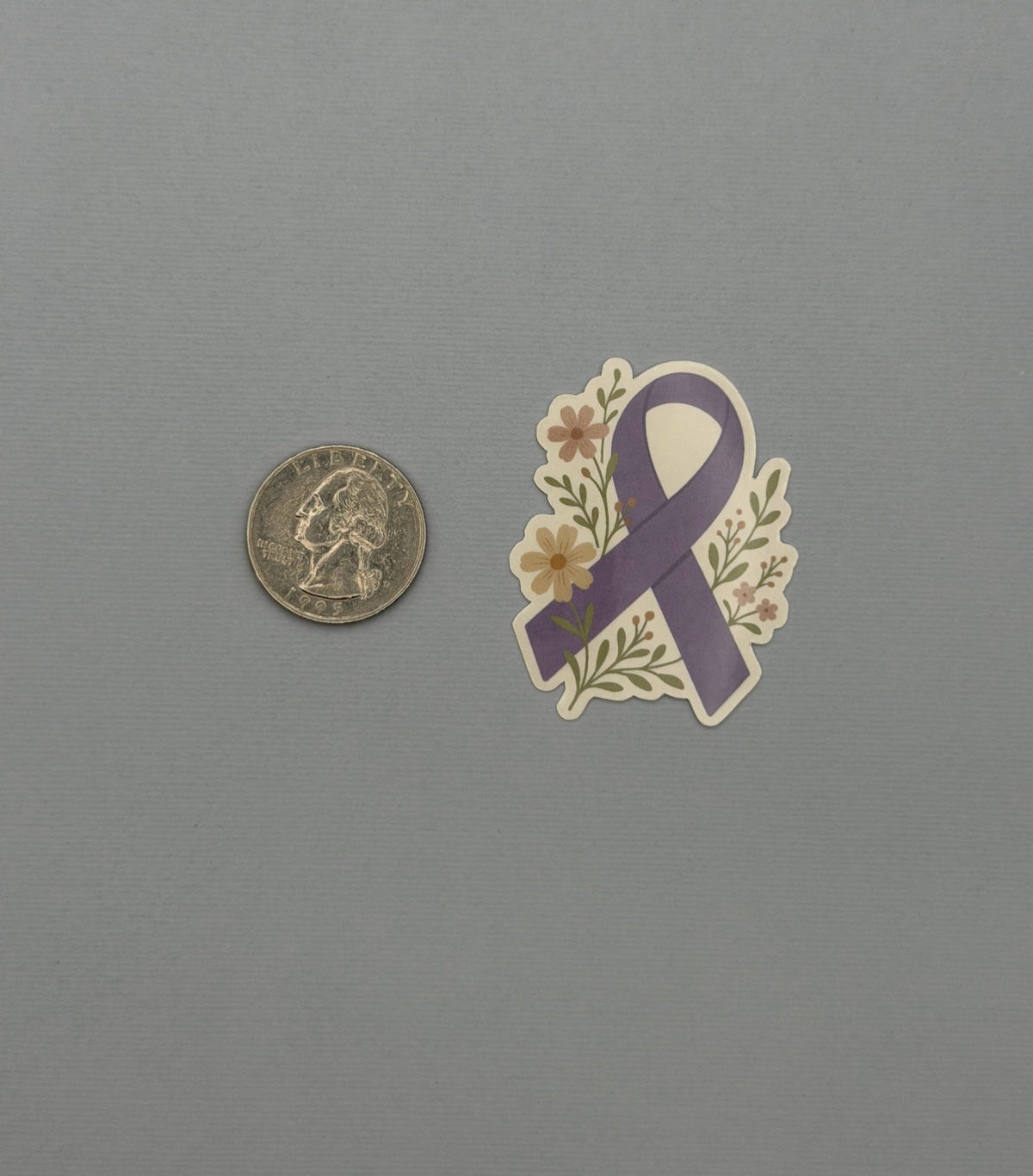 Purple Awareness Ribbon with Flowers Sticker or Magnet