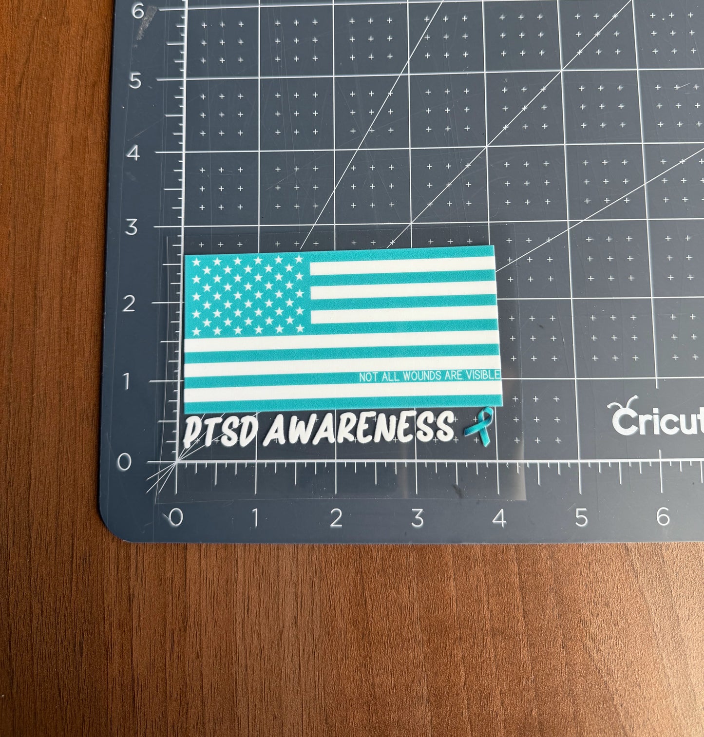 PTSD Awareness with Flag Car Decal