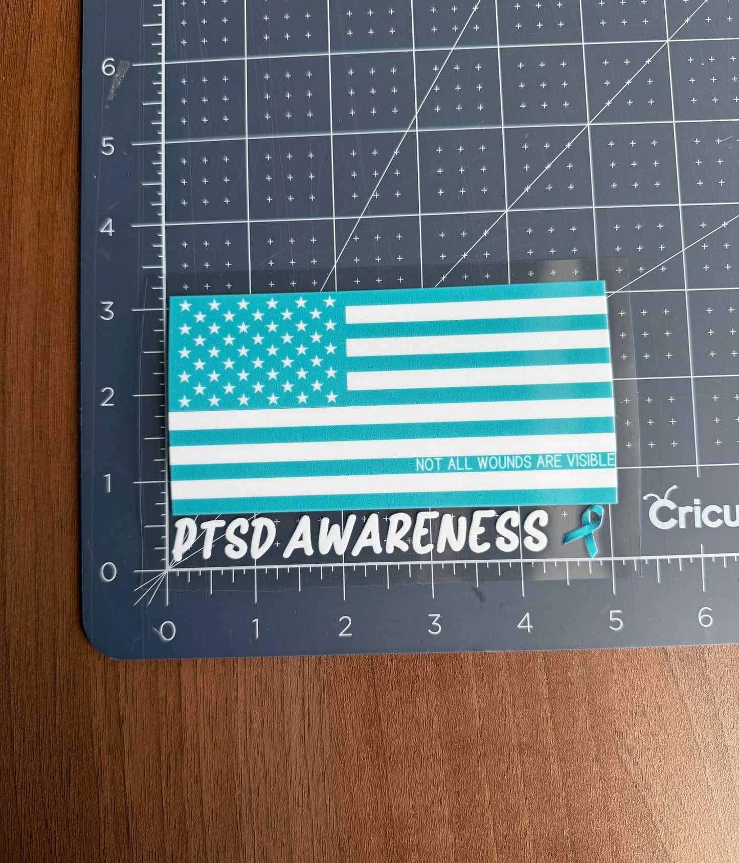 PTSD Awareness with Flag Car Decal