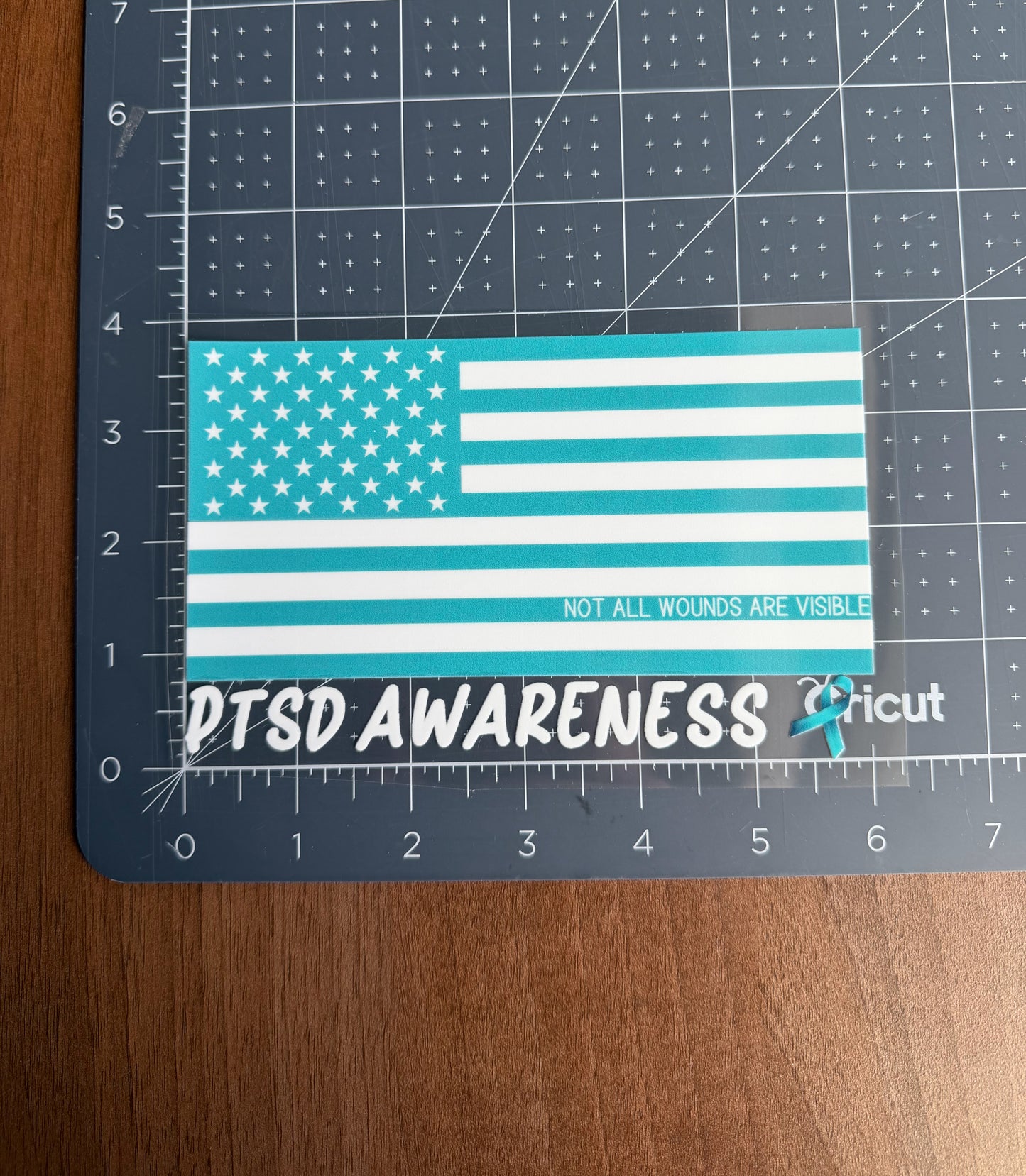 PTSD Awareness with Flag Car Decal