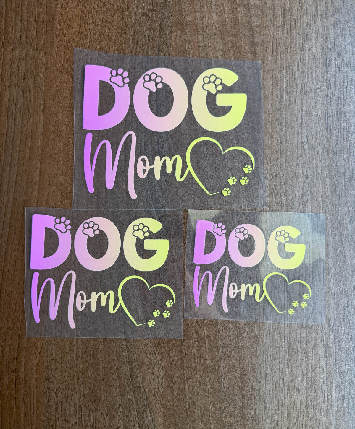 Dog Mom Car Decal - Pink Orange Gradient