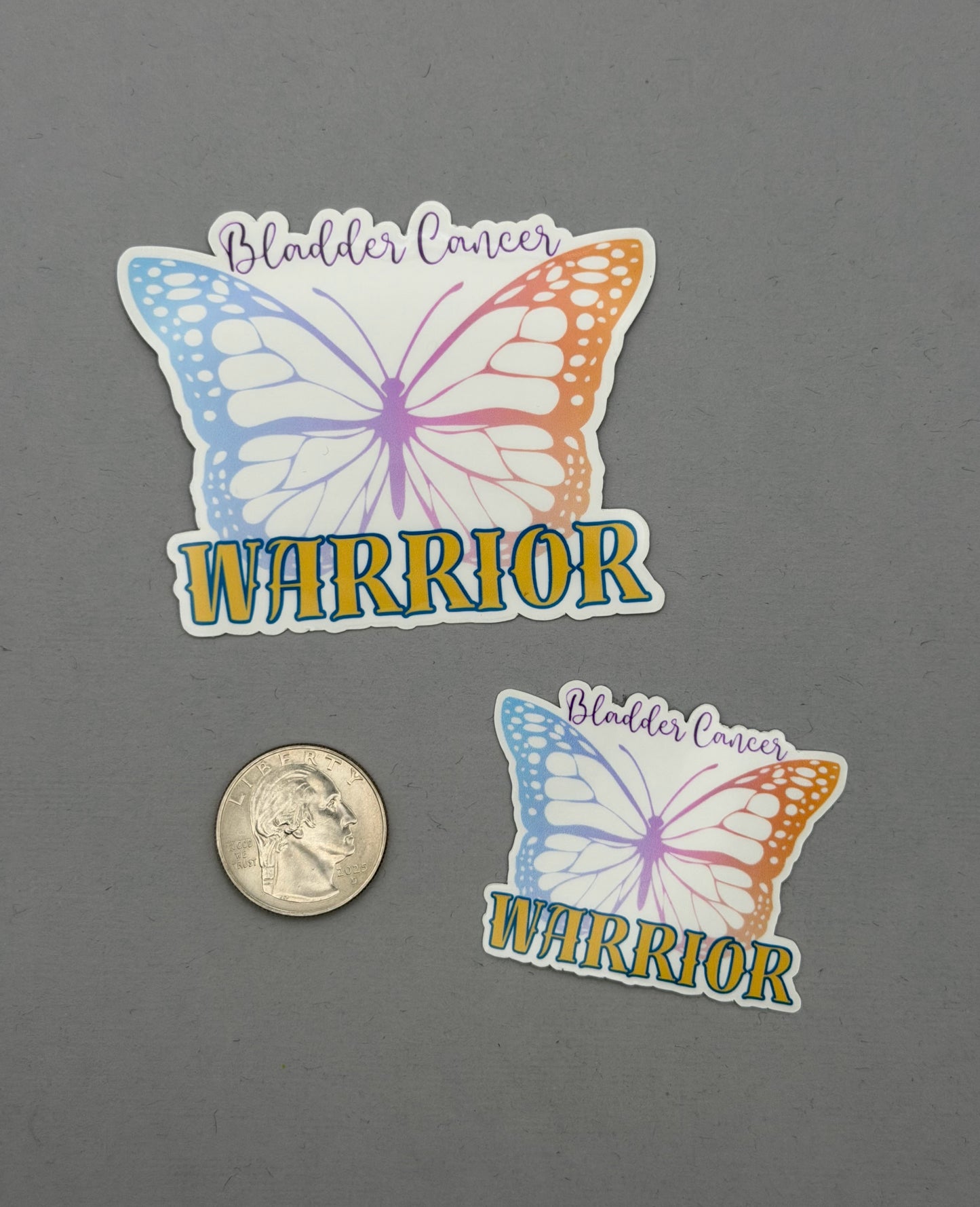 Bladder Cancer Warrior Butterfly Sticker or Magnet
