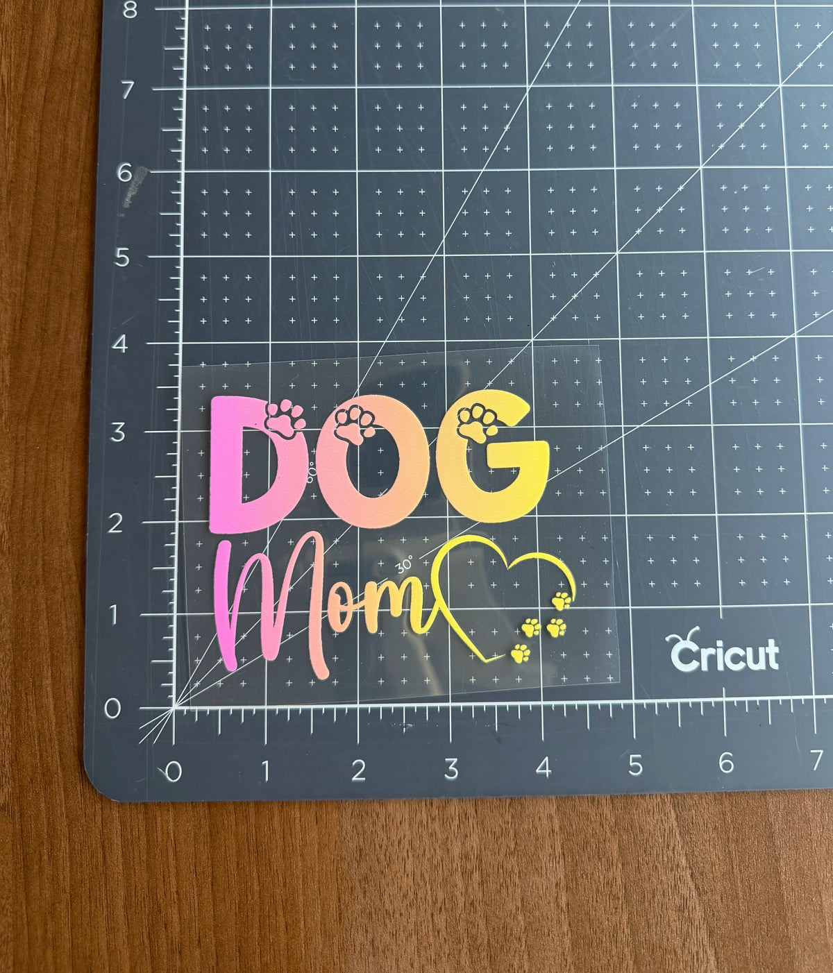 Dog Mom Car Decal - Pink Orange Gradient