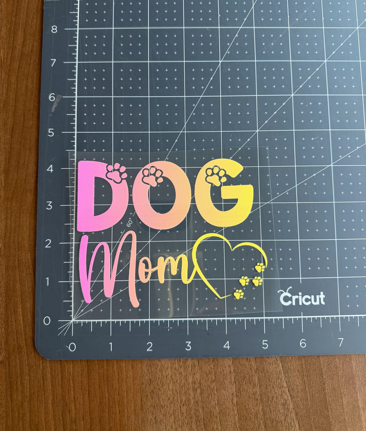 Dog Mom Car Decal - Pink Orange Gradient