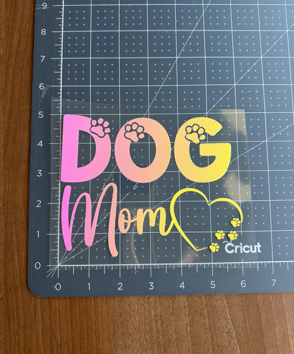 Dog Mom Car Decal - Pink Orange Gradient