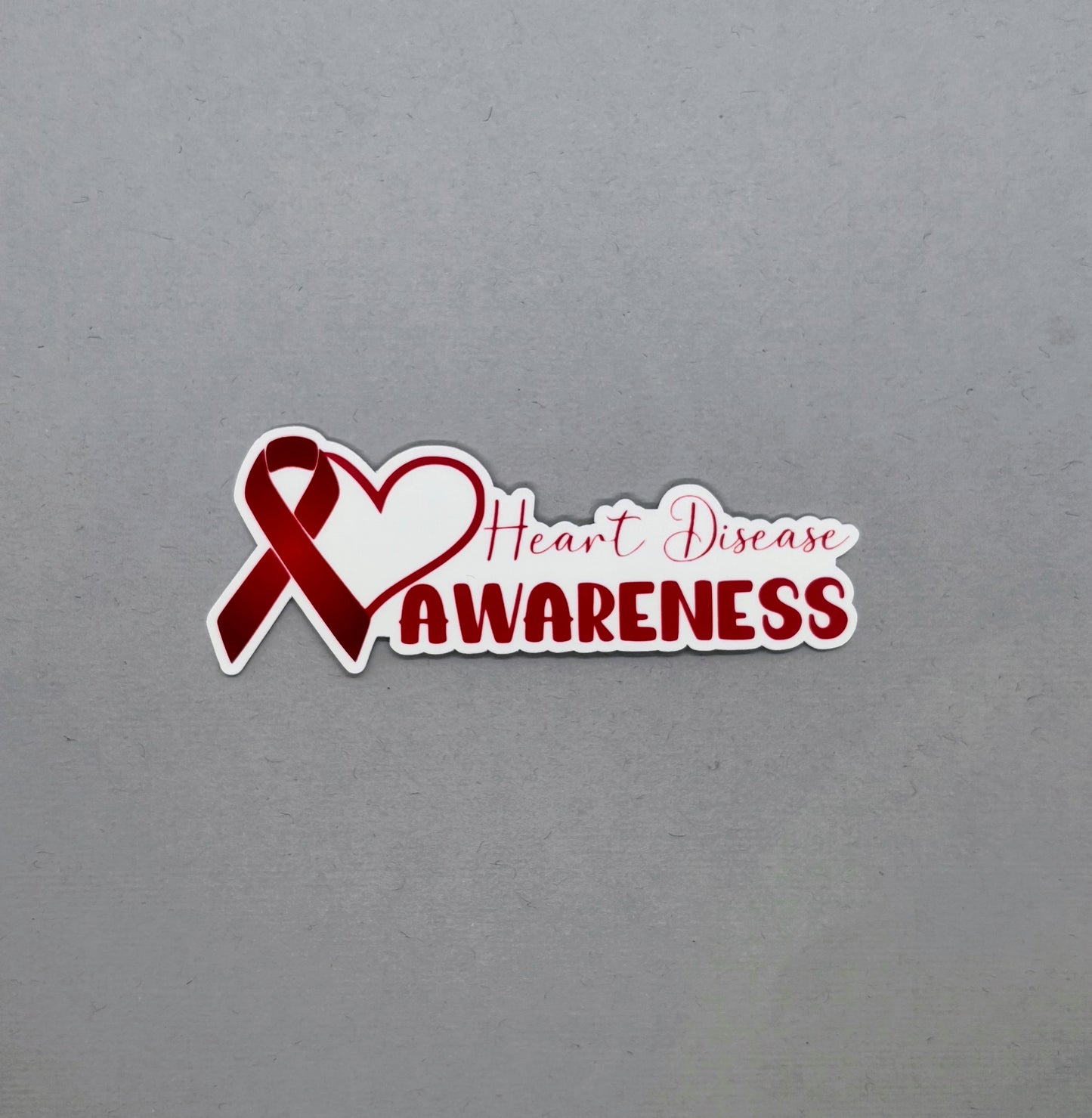 Heart Disease Awareness with Heart & Ribbon Sticker