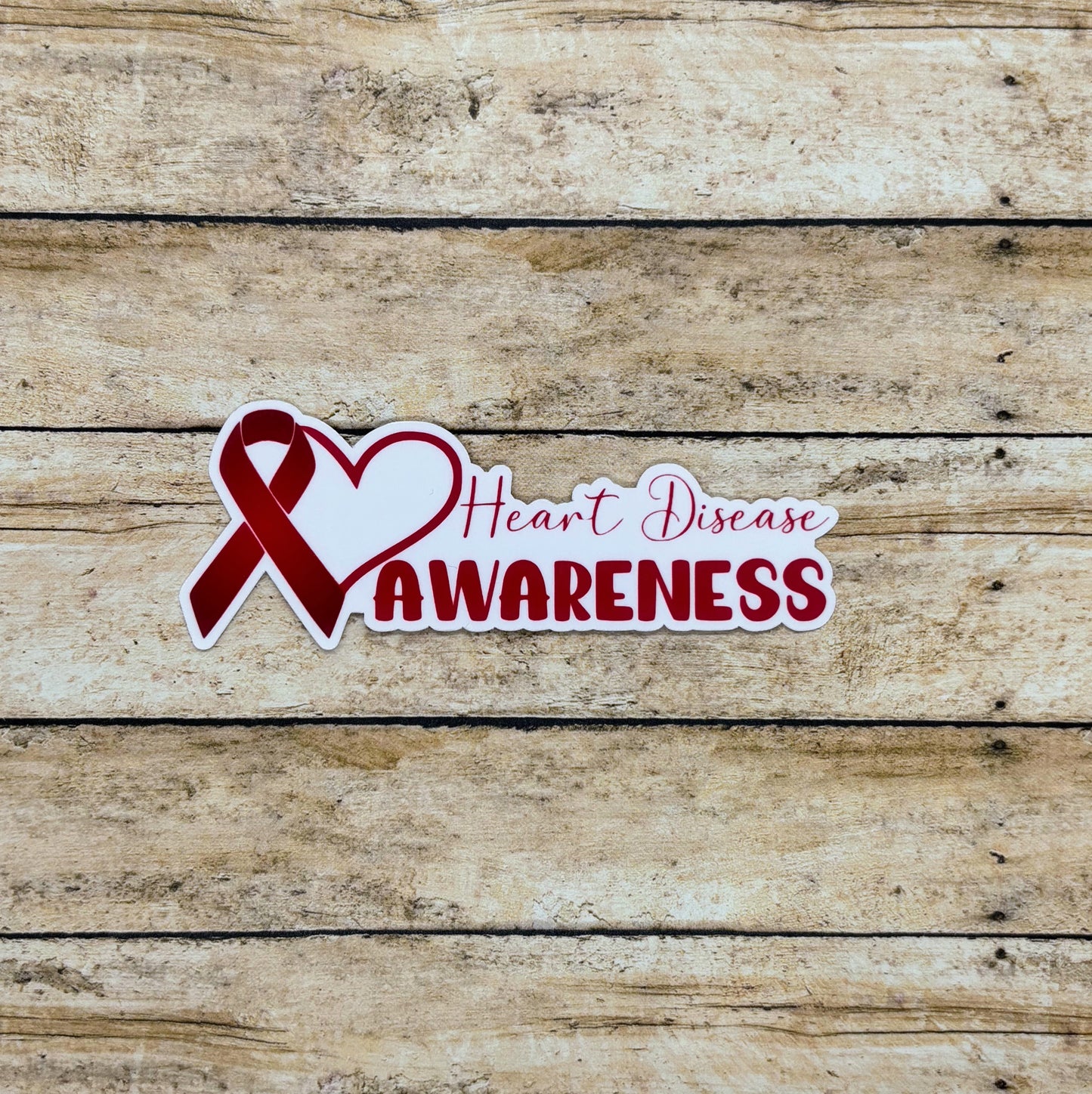 Heart Disease Awareness with Heart & Ribbon Sticker