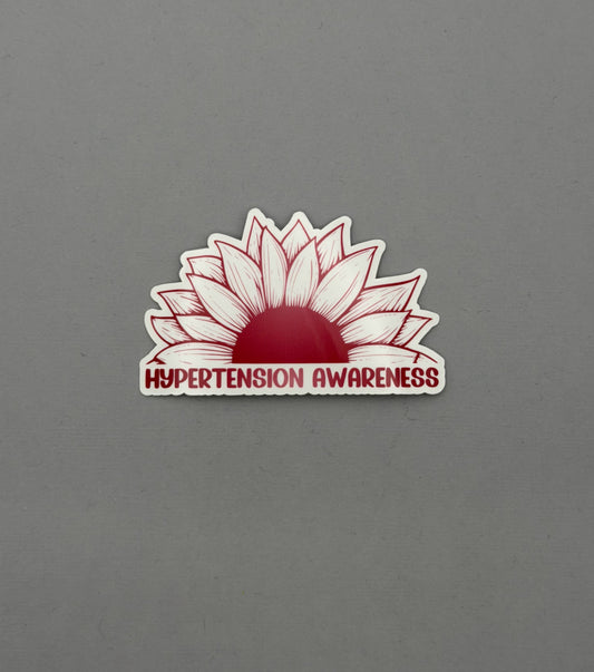 Hypertension Awareness Sunflower Sticker or Magnet
