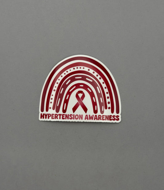 Hypertension Awareness Rainbow Sticker or Magnet