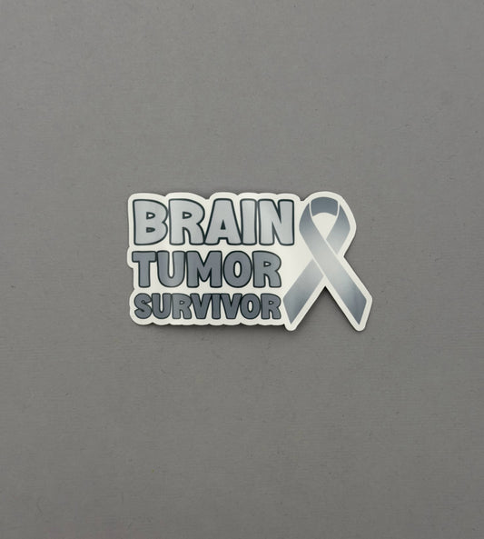 Brain Tumor Survivor with Ribbon Sticker or Magnet