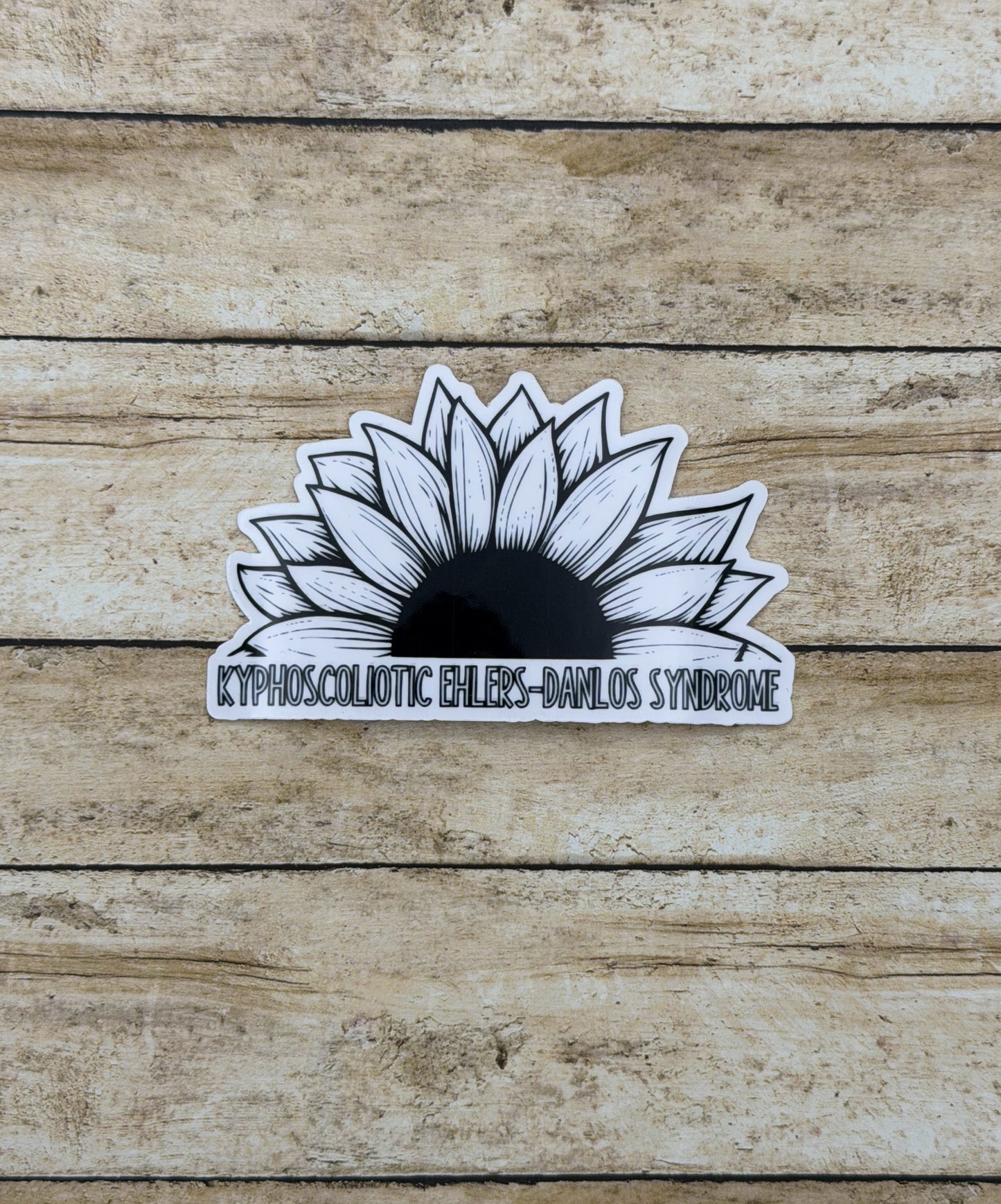 kEDS Awareness Sunflower Sticker or Magnet |  kyphoscoliotic Ehlers-Danlos Syndrome
