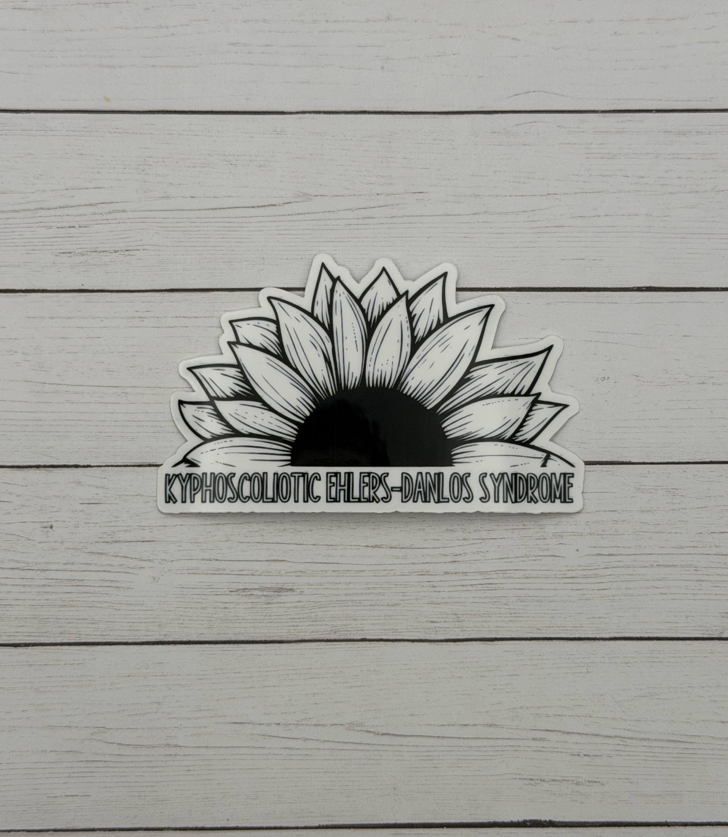 kEDS Awareness Sunflower Sticker or Magnet |  kyphoscoliotic Ehlers-Danlos Syndrome