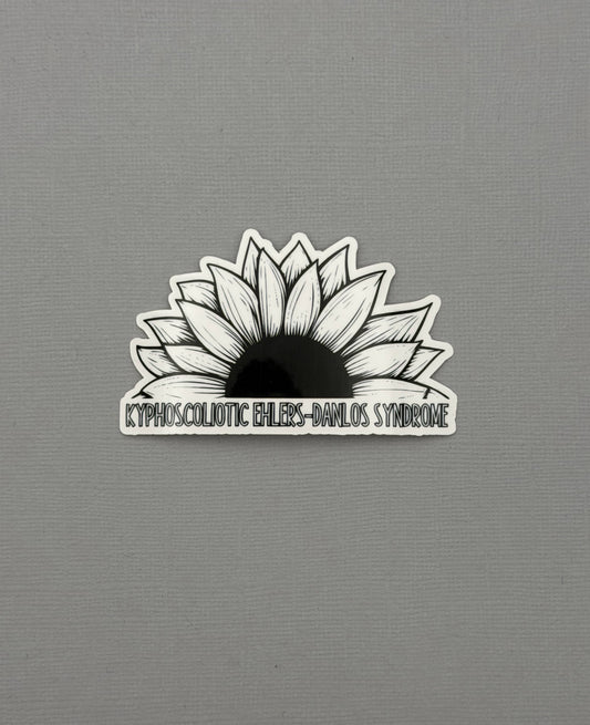 kEDS Awareness Sunflower Sticker or Magnet |  kyphoscoliotic Ehlers-Danlos Syndrome