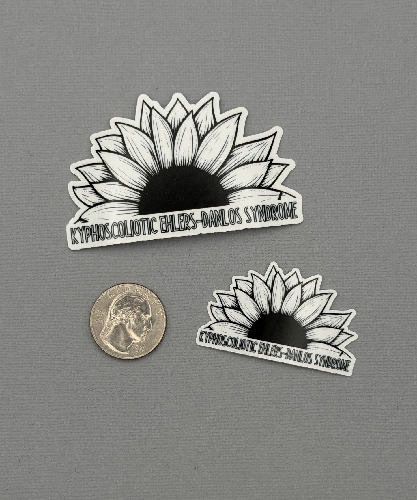 kEDS Awareness Sunflower Sticker or Magnet |  kyphoscoliotic Ehlers-Danlos Syndrome