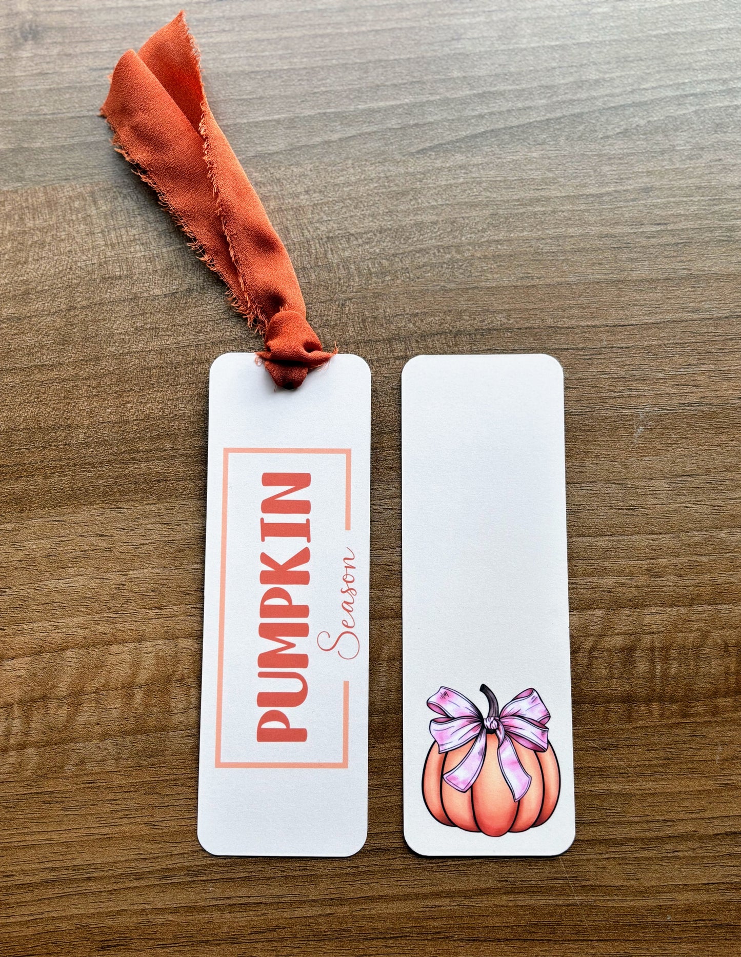 Pumpkin Season with Pumpkin & Pink coquette bow Bookmark