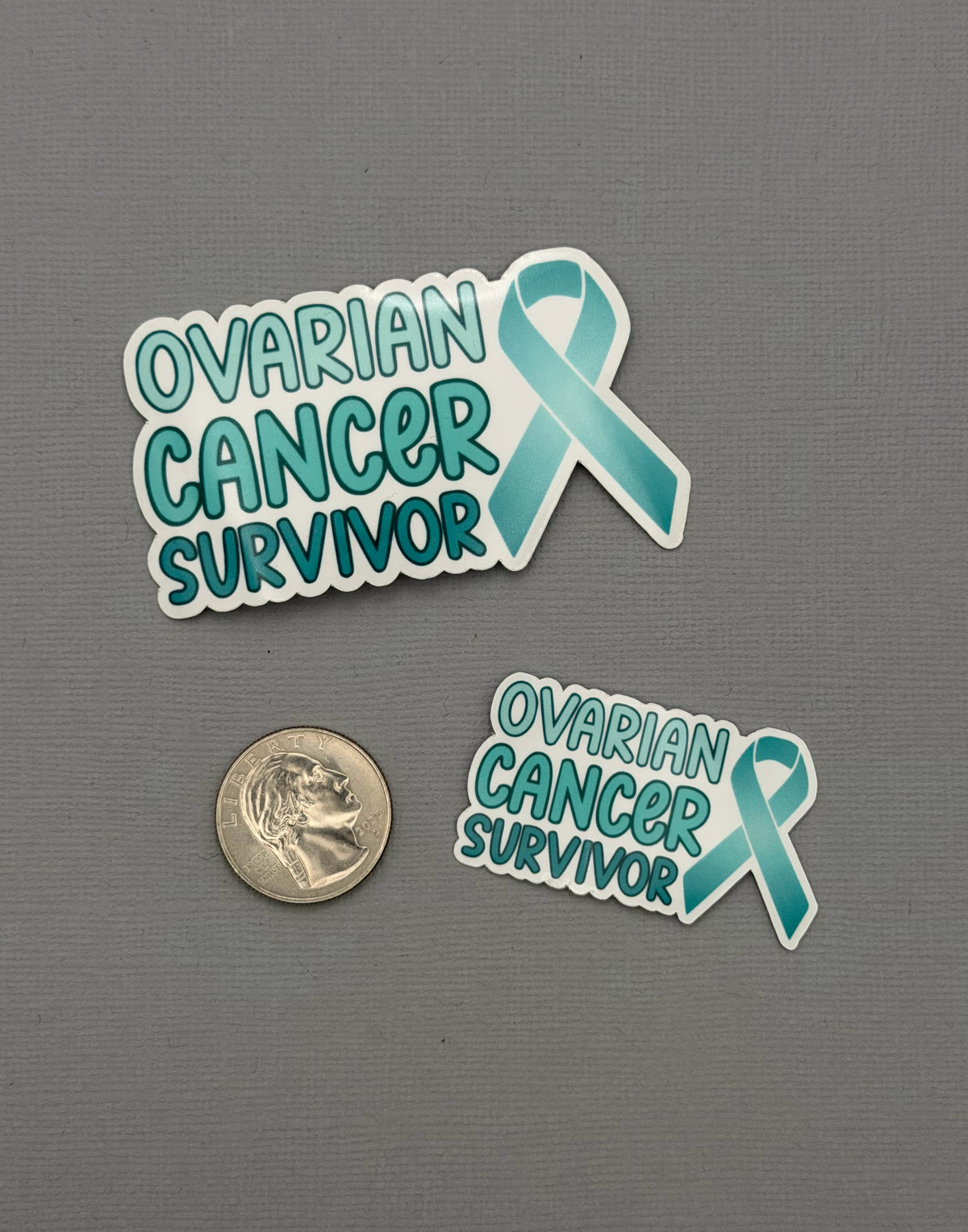 Ovarian Cancer Survivor with Ribbon Sticker or Magnet