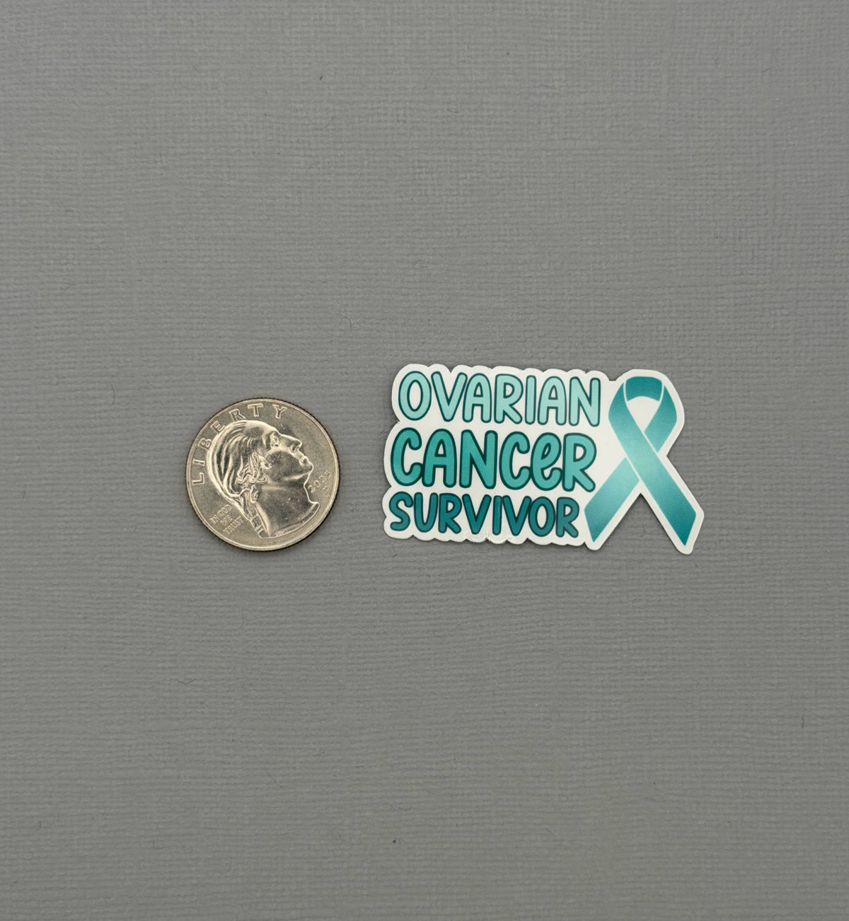 Ovarian Cancer Survivor with Ribbon Sticker or Magnet