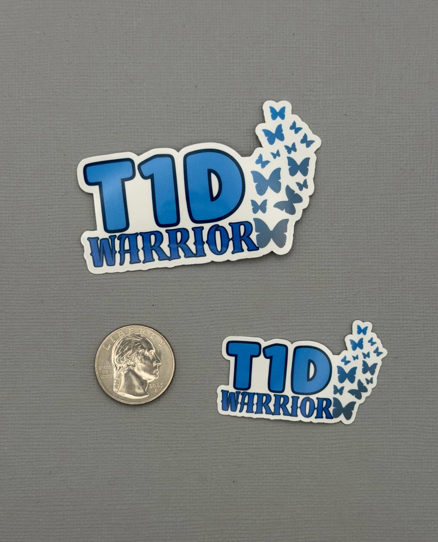 T1D Warrior with Butterflies Design Sticker or Magnet