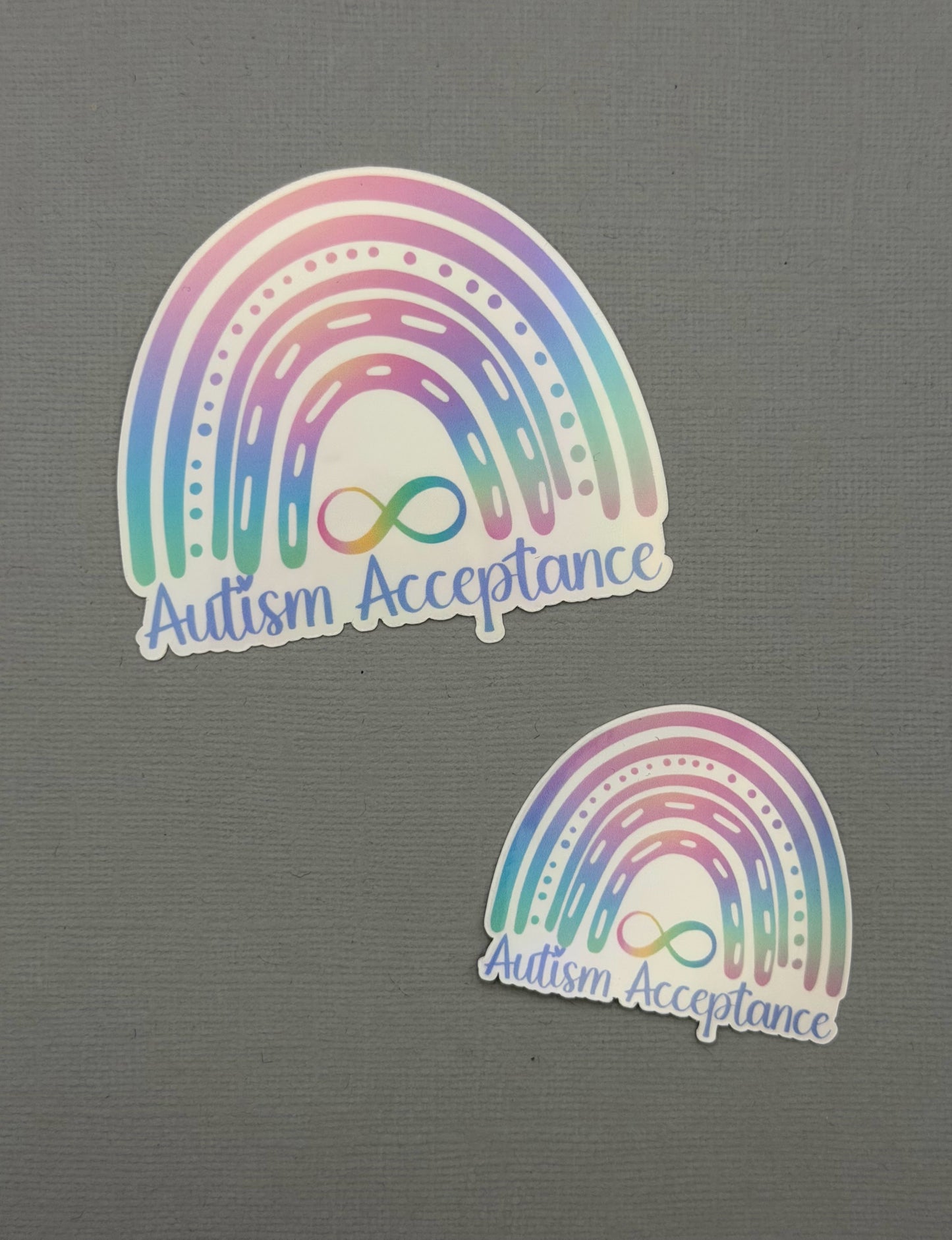 Autism Acceptance Rainbow with Infinity Holographic Sticker or Magnet