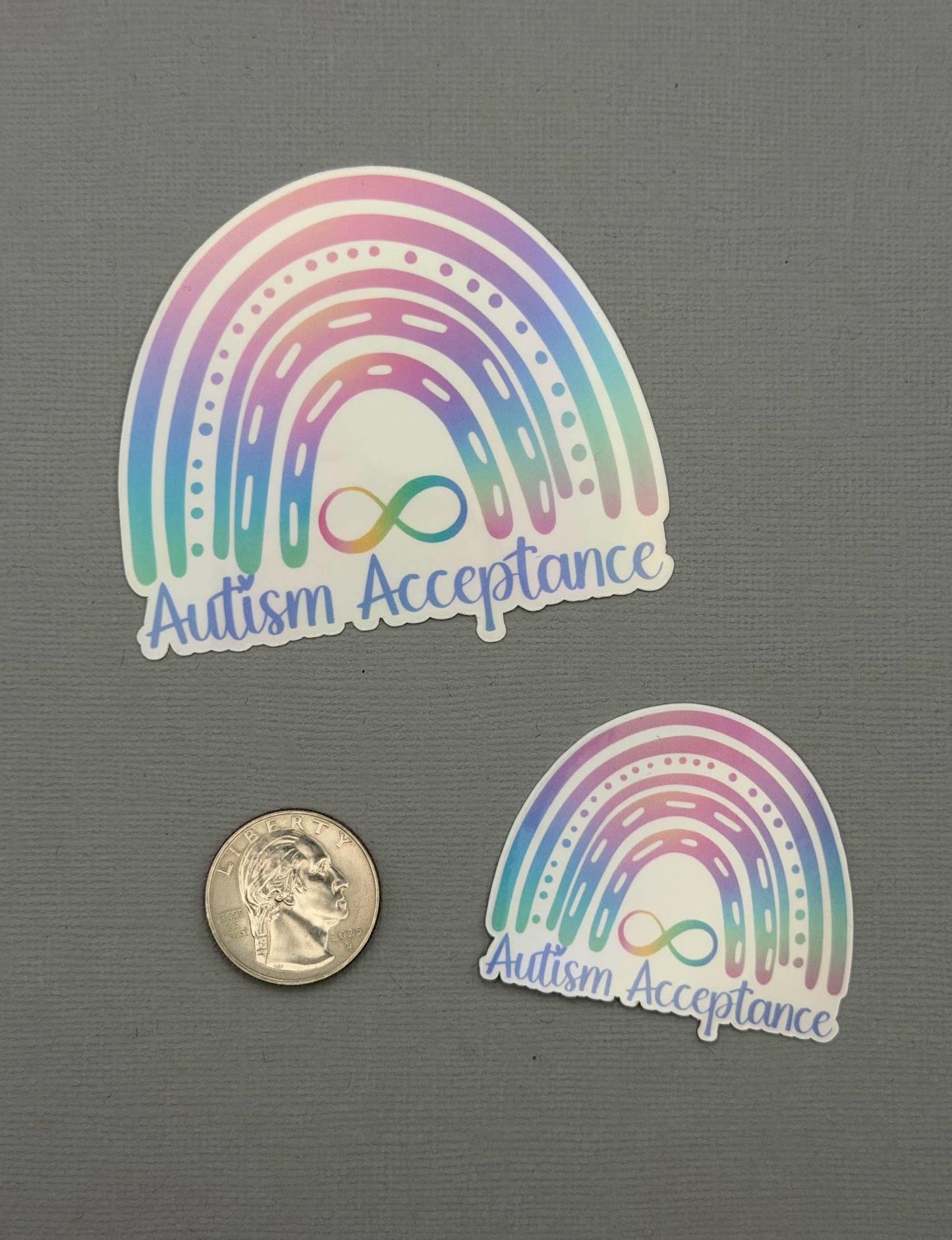 Autism Acceptance Rainbow with Infinity Holographic Sticker or Magnet