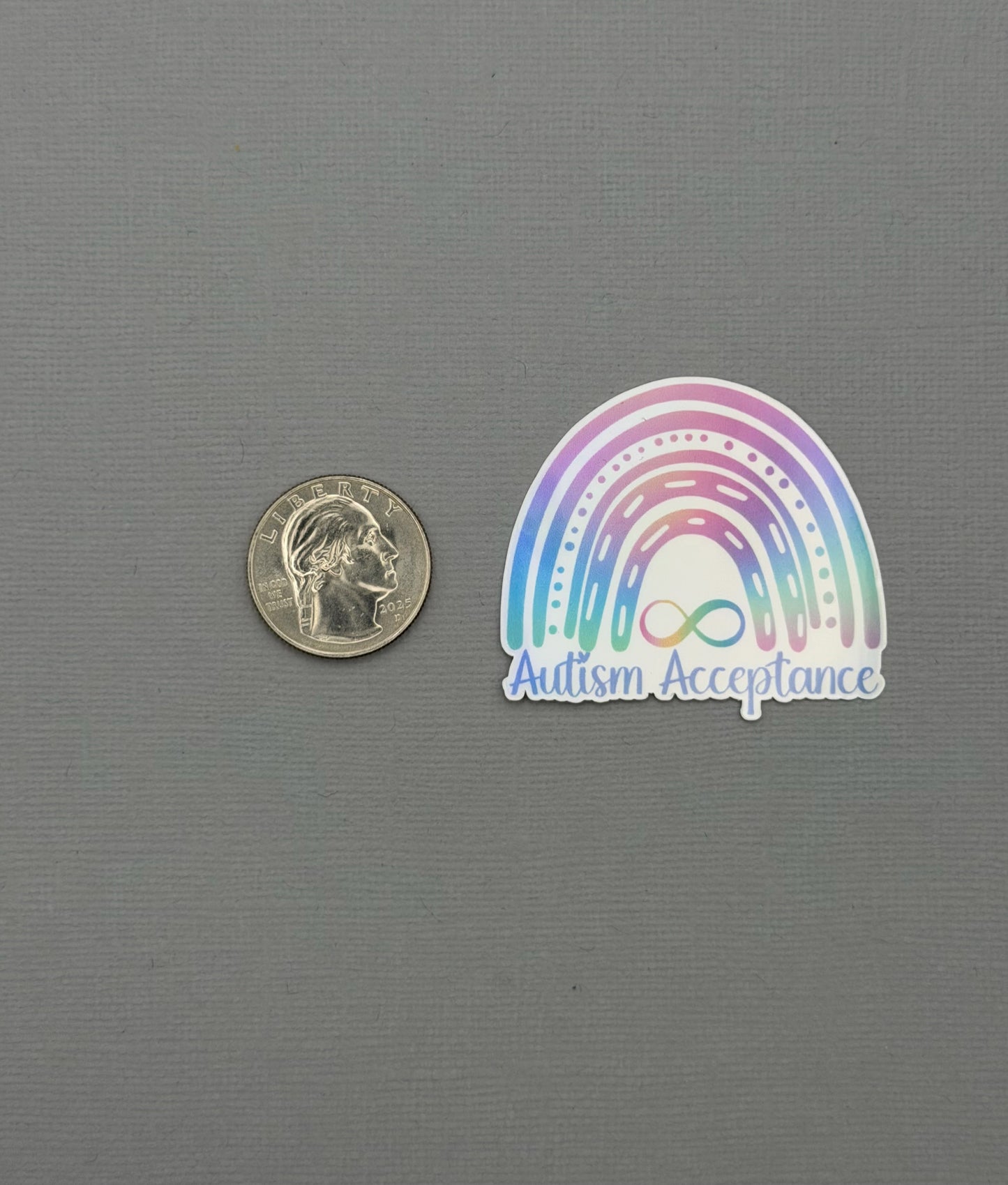 Autism Acceptance Rainbow with Infinity Holographic Sticker or Magnet