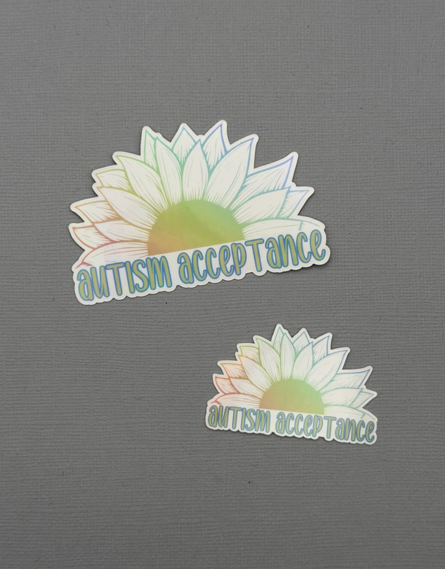 Autism Acceptance Sunflower Holographic Sticker or Magnet