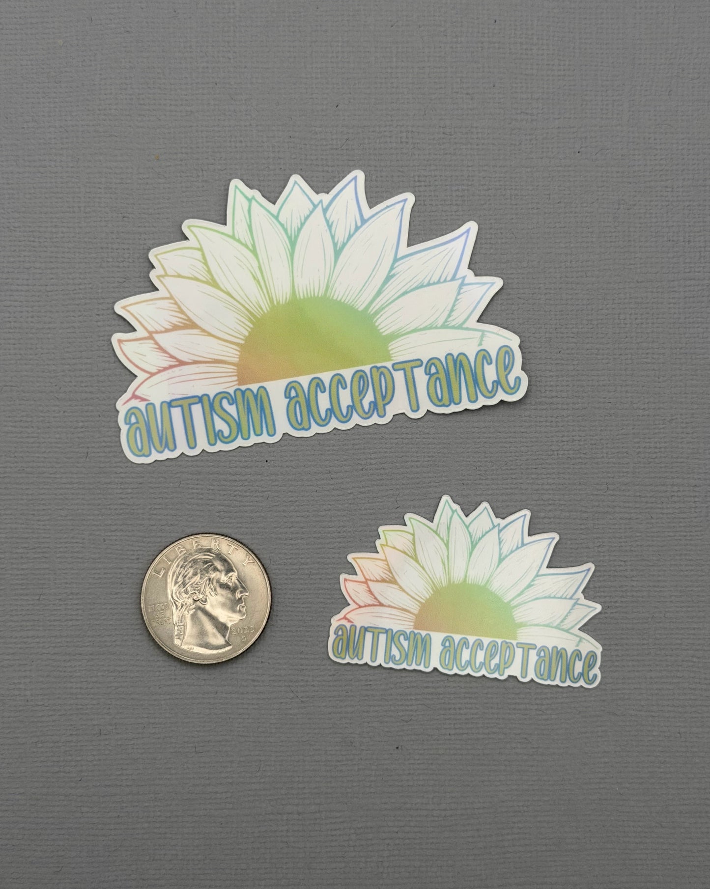 Autism Acceptance Sunflower Holographic Sticker or Magnet