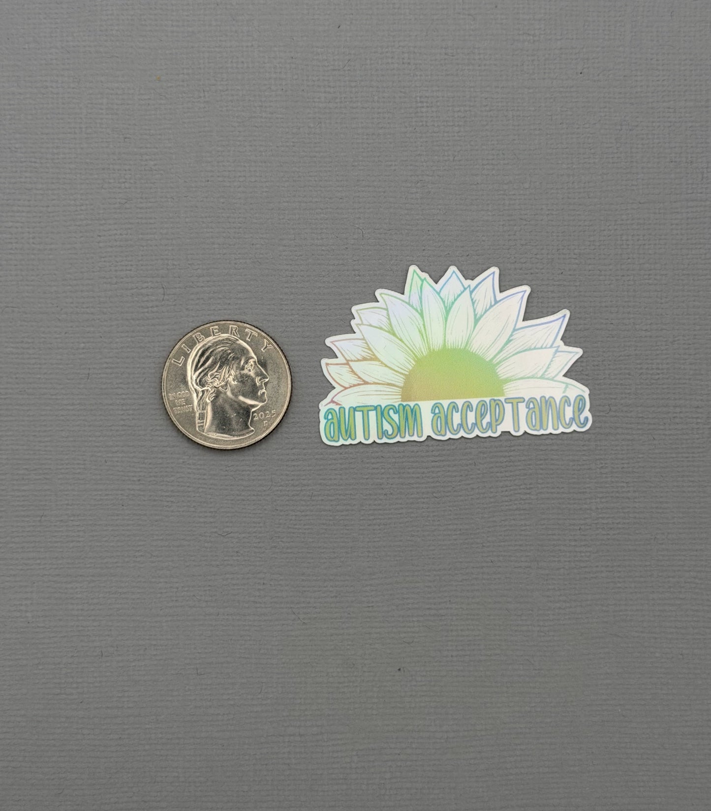 Autism Acceptance Sunflower Holographic Sticker or Magnet