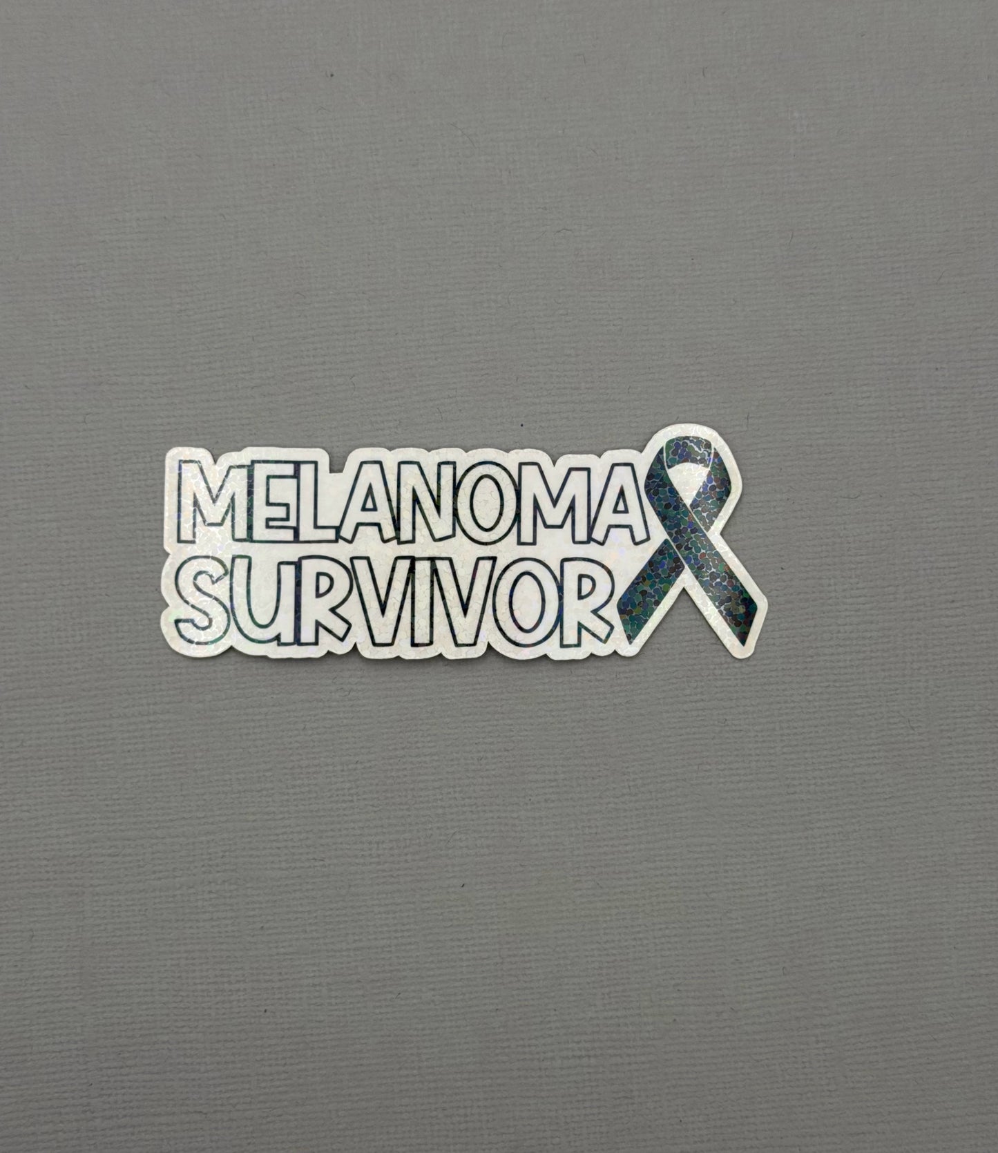 Melanoma Survivor with Ribbon Sticker or Magnet