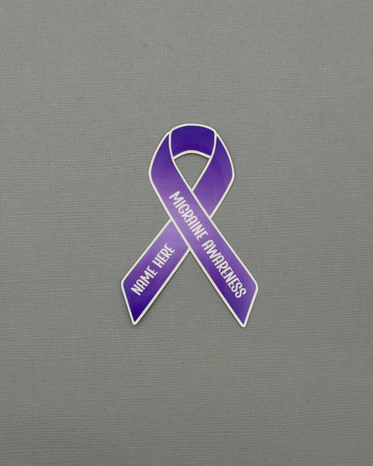 Migraine Awareness Custom Ribbon Sticker or Magnet