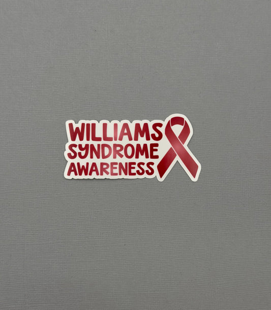 Williams Syndrome Awareness with Ribbon Sticker or Magnet