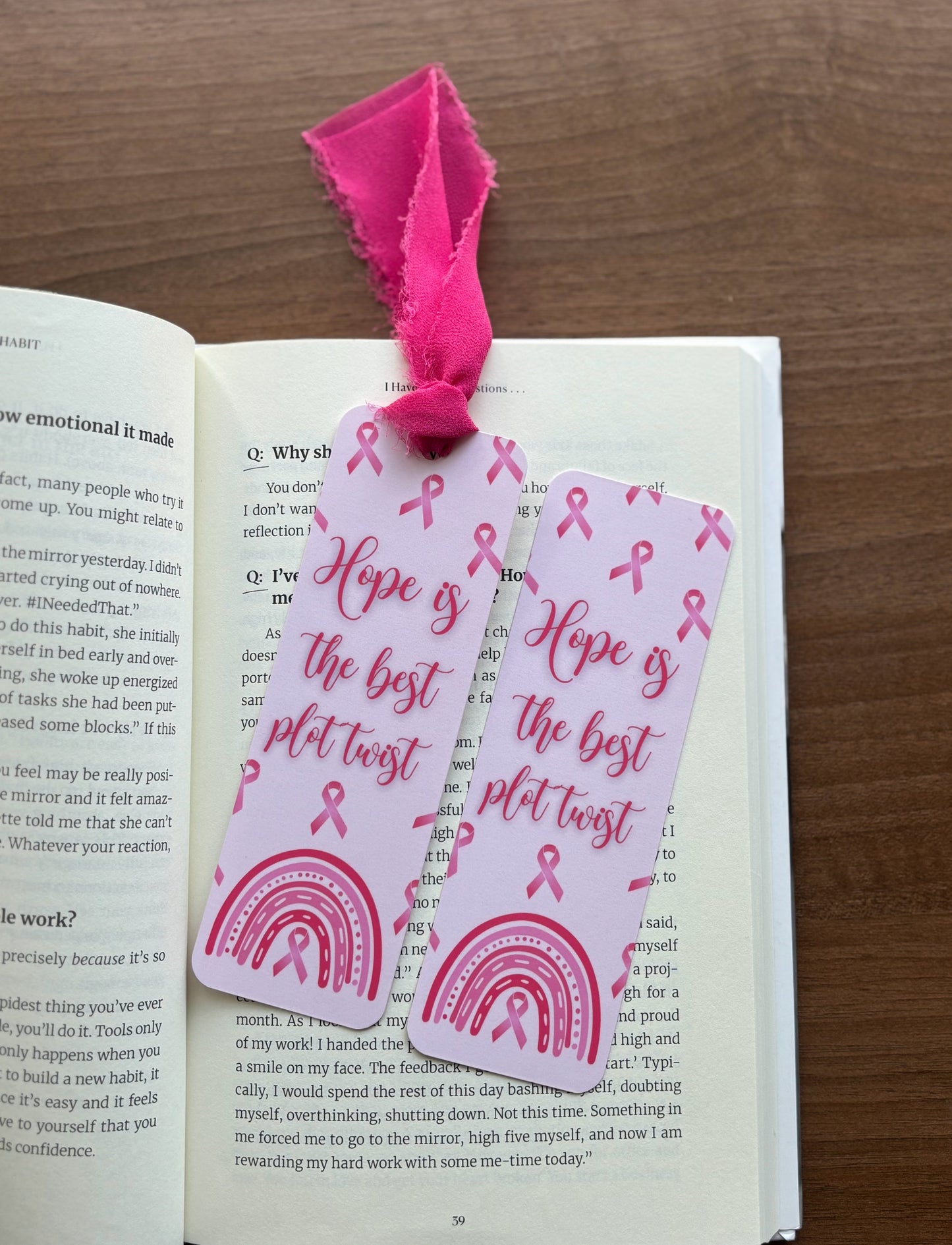 Hope is the Best Plot Twist Breast Cancer Awareness Bookmark