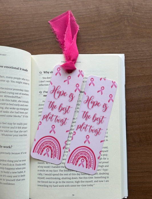 Hope is the Best Plot Twist Breast Cancer Awareness Bookmark