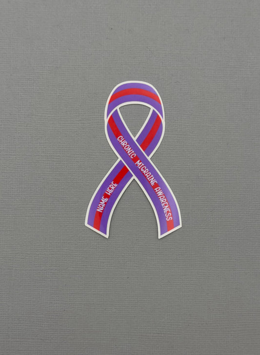 Chronic Migraine Awareness Custom Ribbon Sticker or Magnet