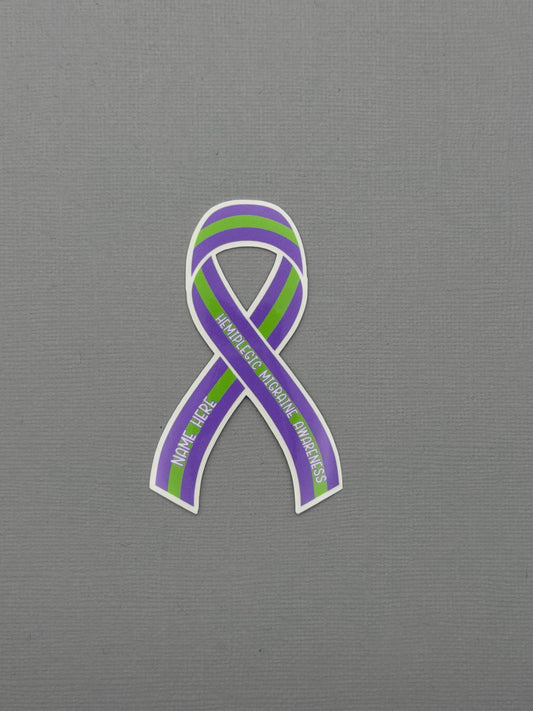 Hemiplegic Migraine Warrior Custom Ribbon Sticker or Magnet